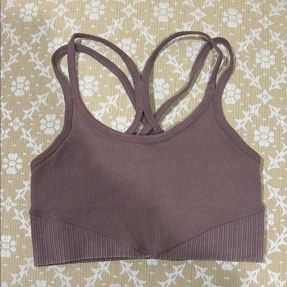 Women's Ribbed Cross-Back Bralette - Brown size extra small. Was never worn much
